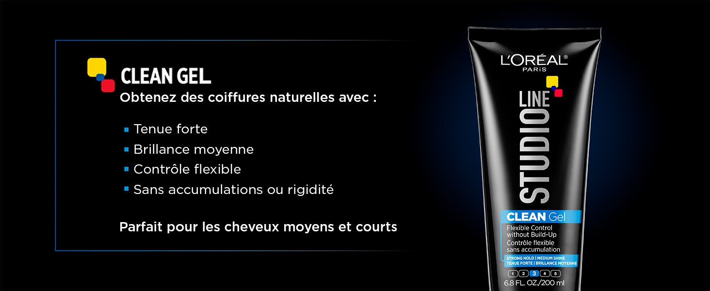 L'Oréal Paris Studio Line Produits Coiffant, contenu éducationel, L'Oréal Paris Studio Line Gel coiffant CLEAN à tenue très forte